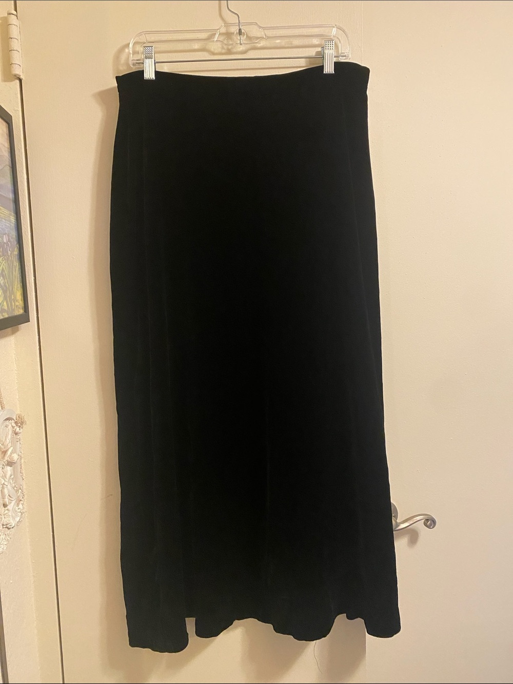 Laura Ashley Black Velvet‎ Maxi Skirt Size 12 Romantic Vintage - Picture 2 of 10